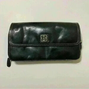 GUC Giani Bernini Black Leather Organizer Clutch Purse
